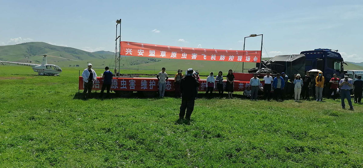 內(nèi)蒙古天羽通用航空有限公司飛機防治蝗蟲現(xiàn)場